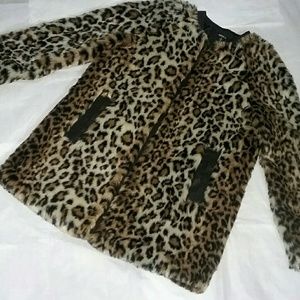 Leopard faux fur coat